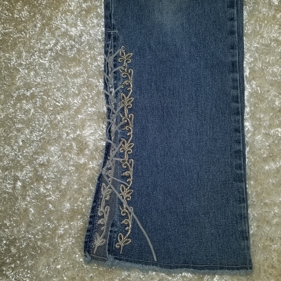 LA Blues Y2k Lace Up Hi Rise Flare Jeans Spandex Blend Sz 10 (30x30) - Picture 8 of 10